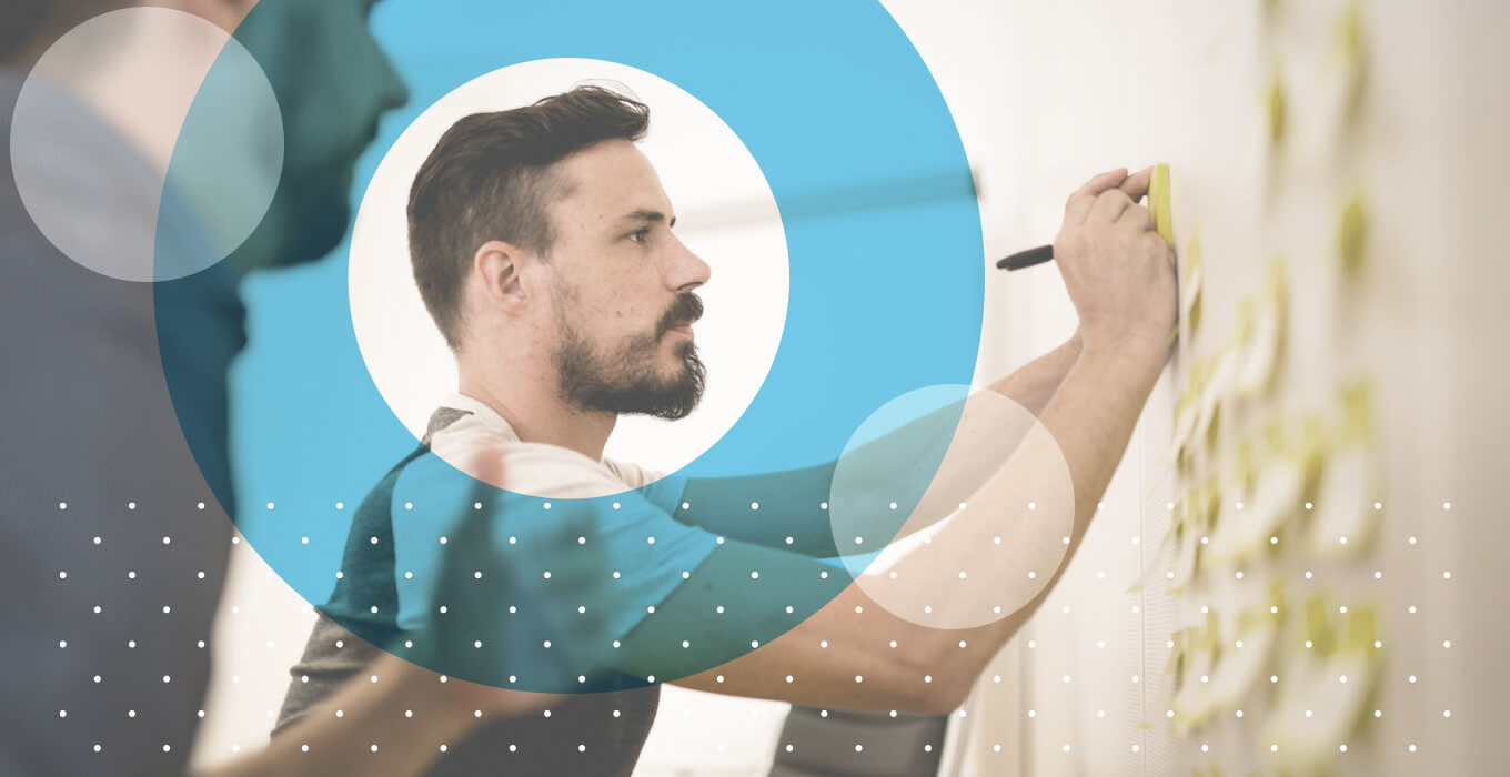 Man doing affinity diagram