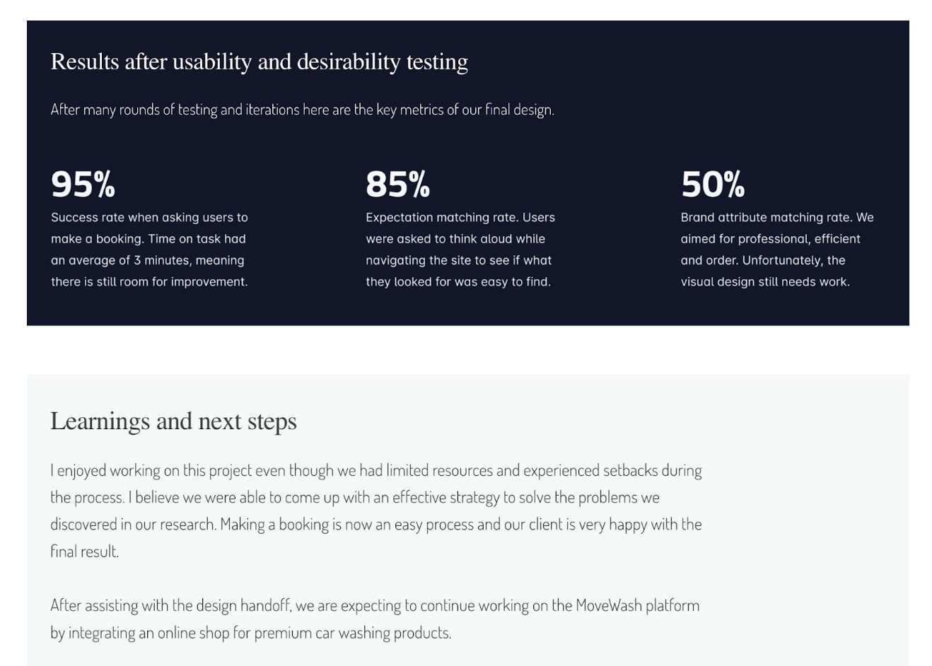 usability and desirability testing for Move Wash project planning 