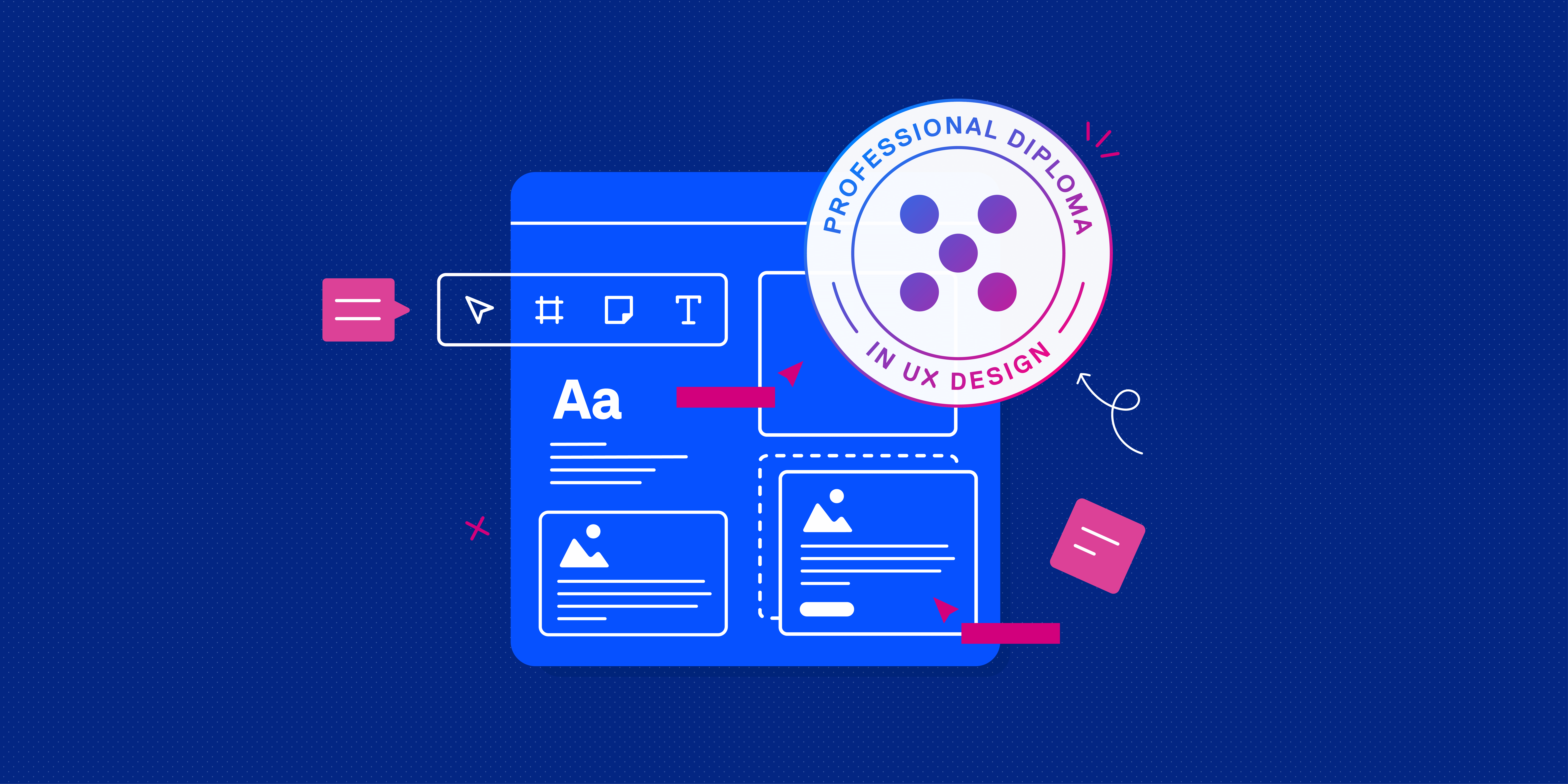 Simple illustration of the Professional Diploma in UX Design.