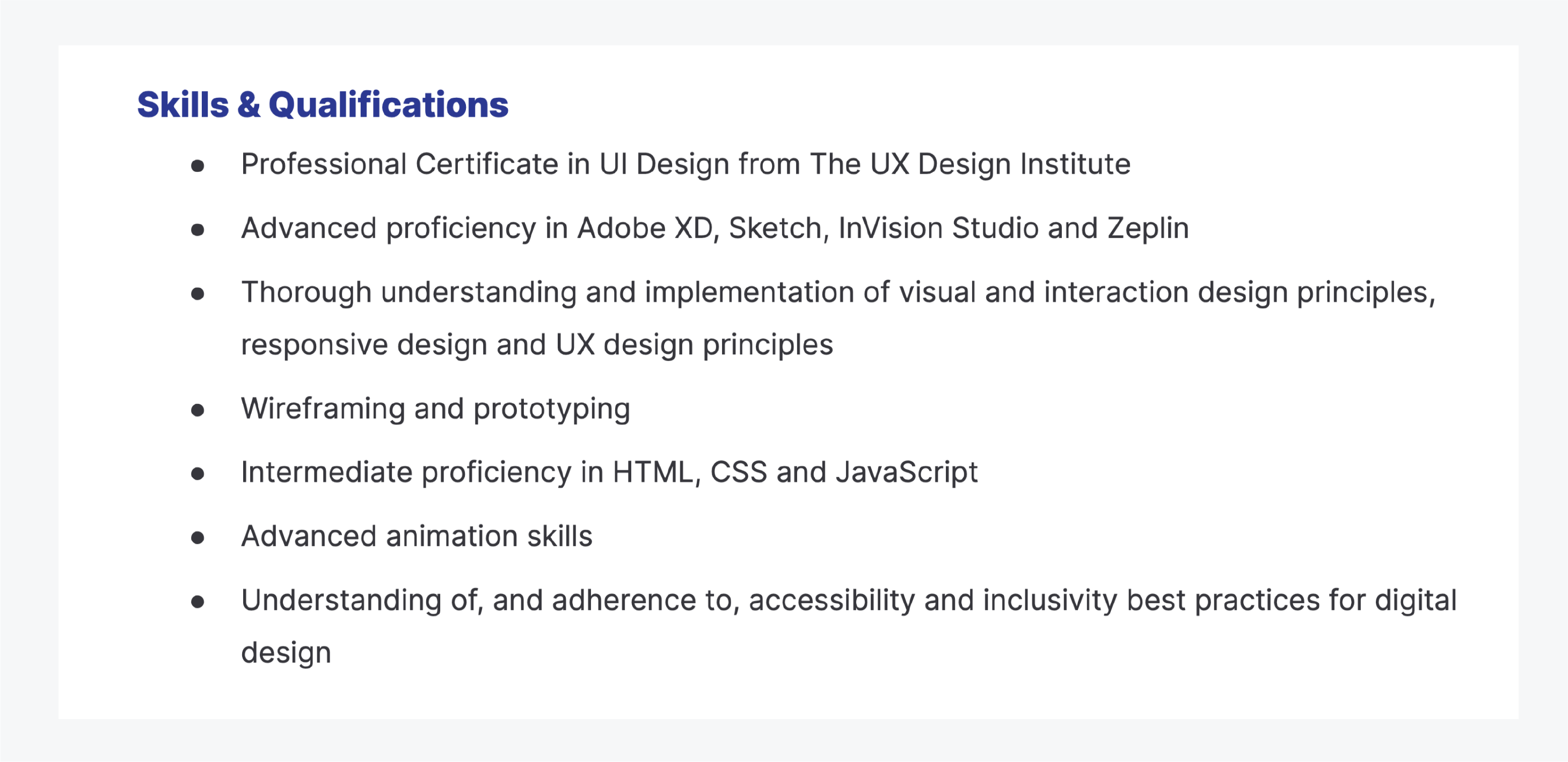 CV template skills