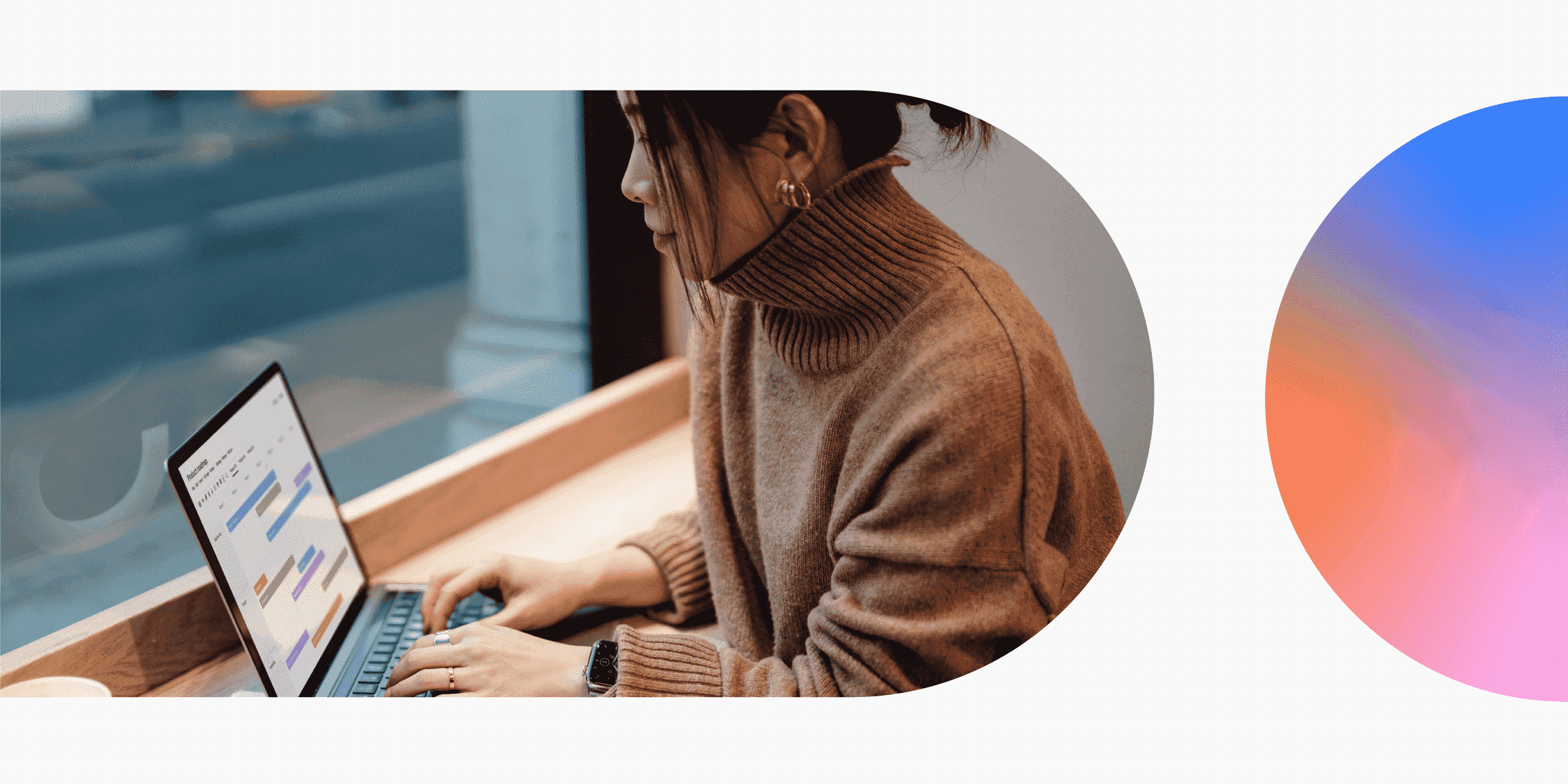 Woman working on her laptop.
