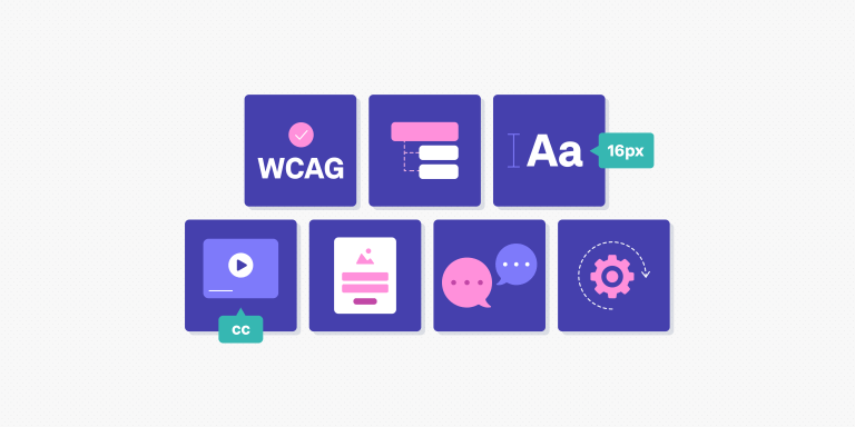Illustration showing icons related to accessible design guidelines.