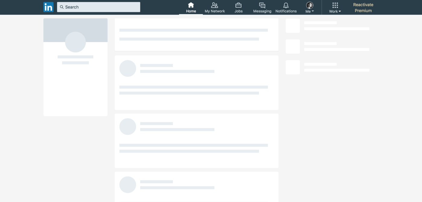 LinkedIn skeleton screen