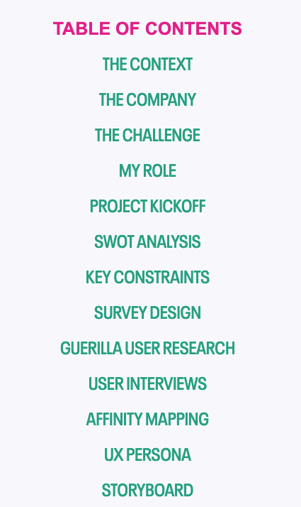 Johnathon Dakarai table of contents