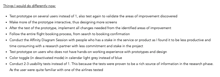 outcomes from UX project learnings