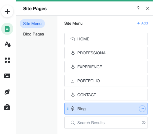Wix blog menu