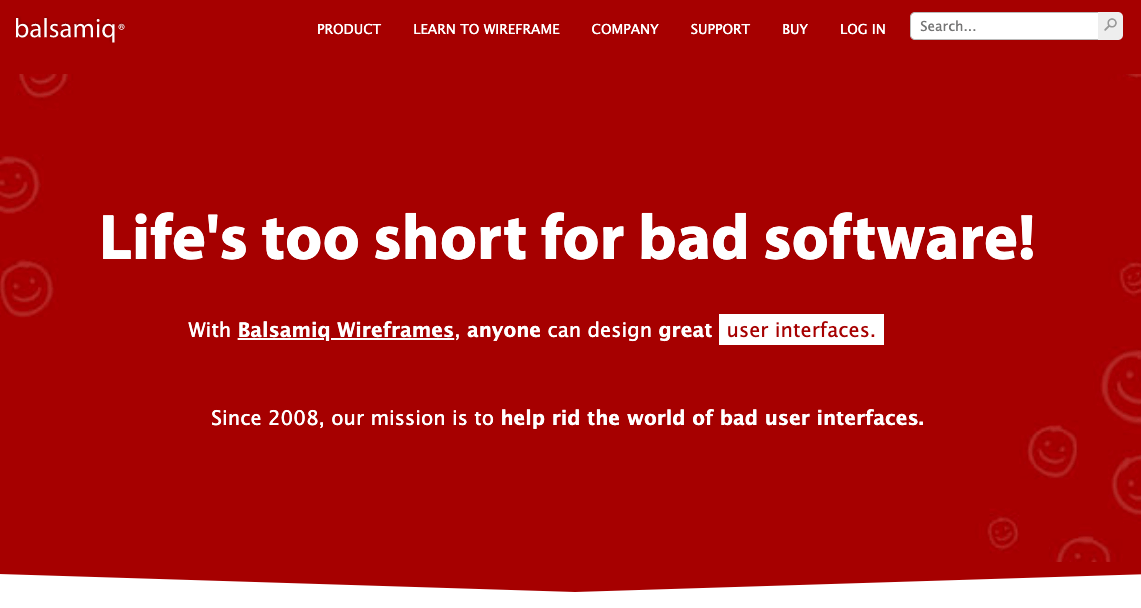 Balsamiq UX wireframing tool's homepage