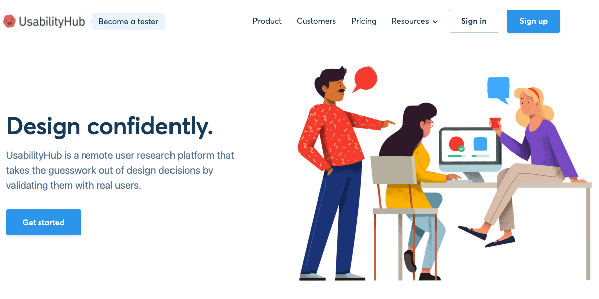 UsabilityHub usability test tool's website