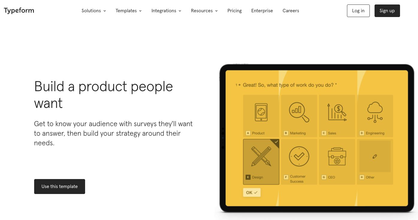 Typeform UX research tool
