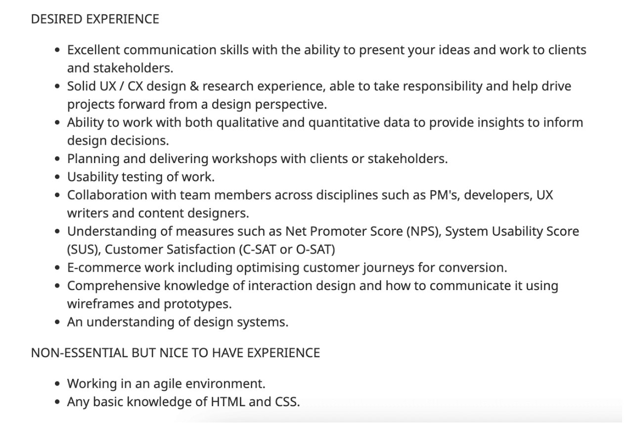 ux designer cv example