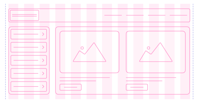 skeleton of a website or app