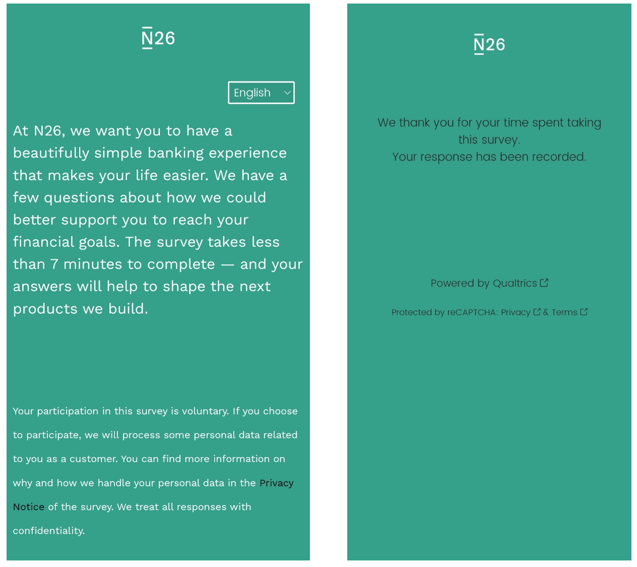 n26 user survey examples