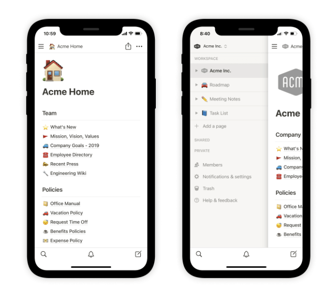 Notion app screenshot