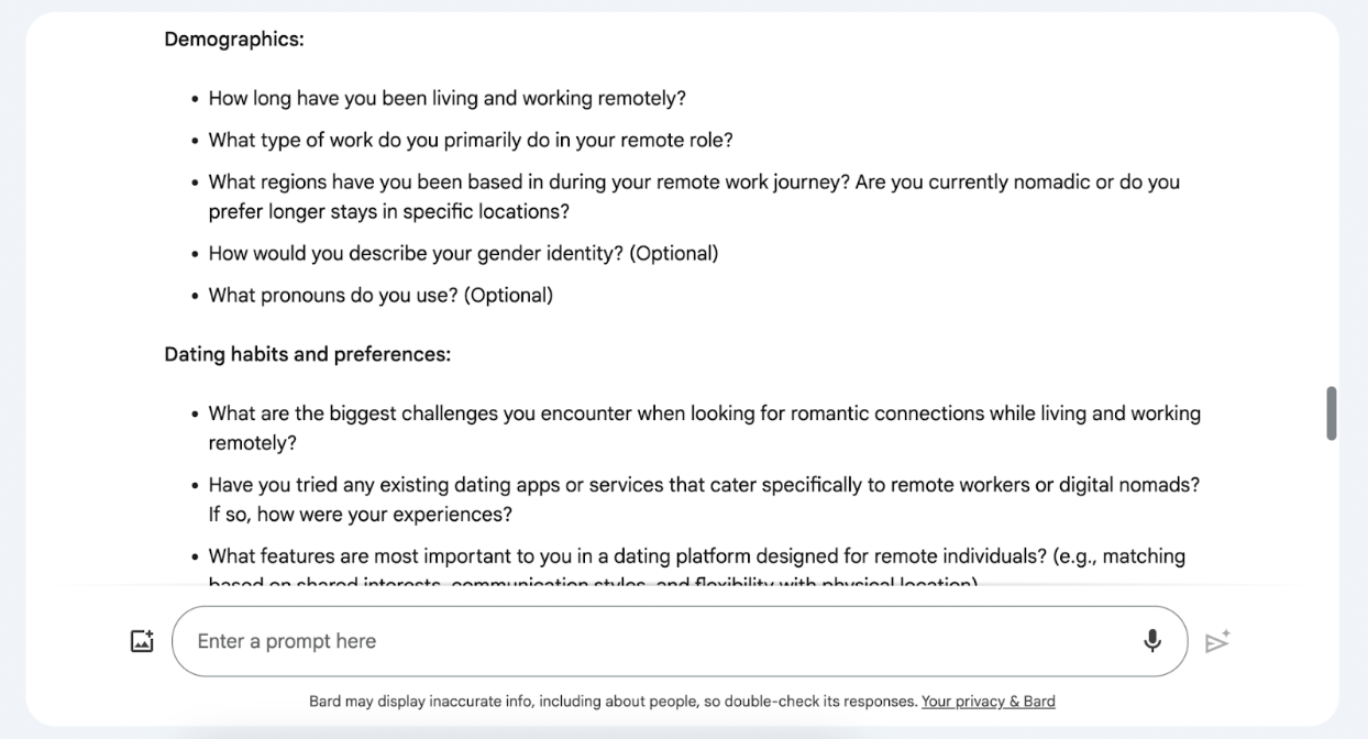 Screenshot of Gemini AI responding to a research-related prompt