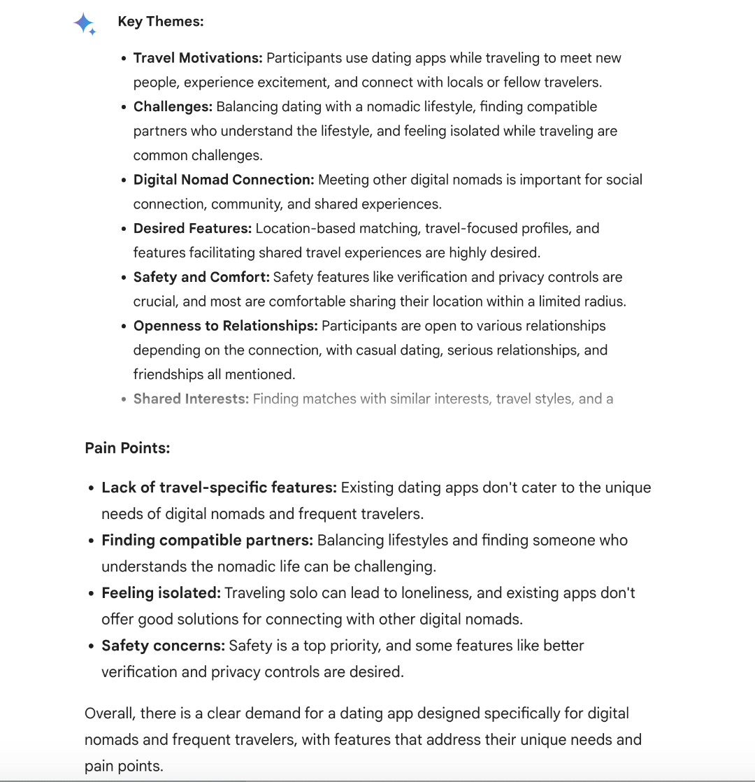 Screenshot of Gemini AI responding to a research-related prompt