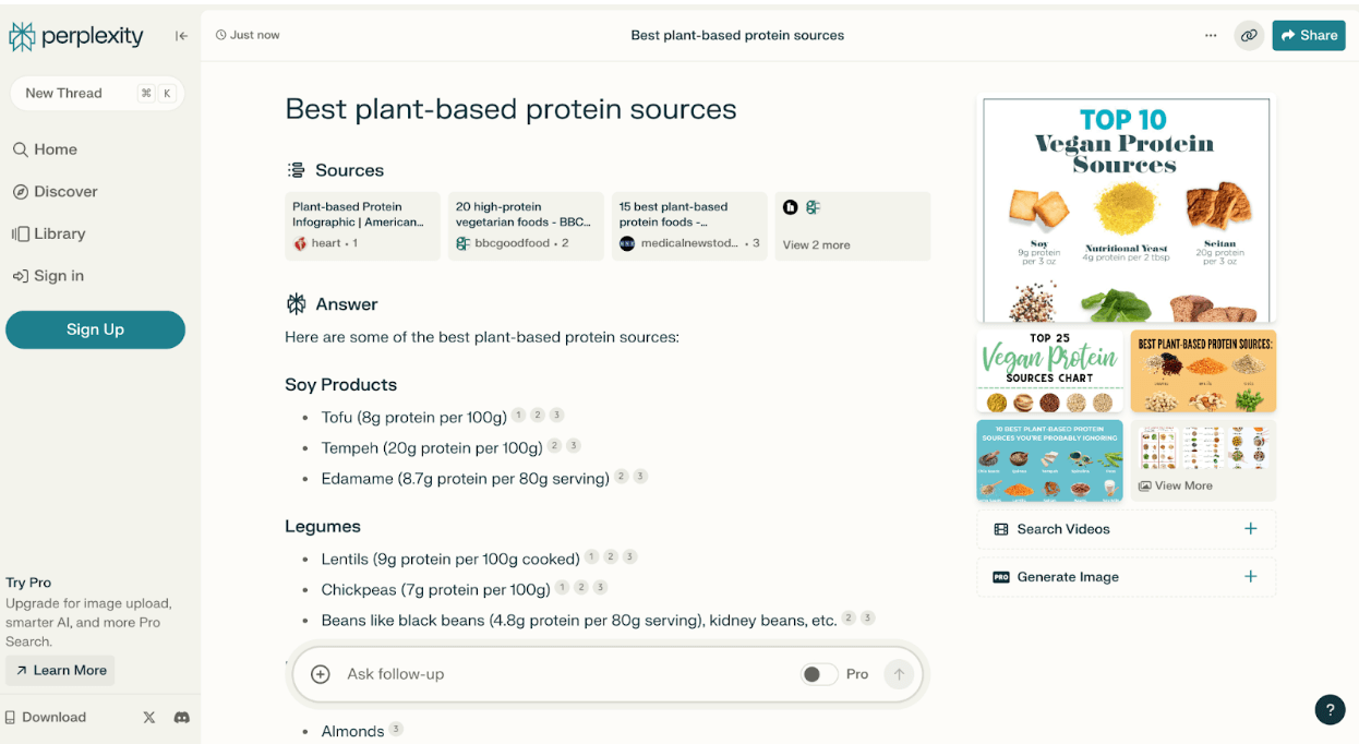 Responding to the query about the Best plant-based protein sources.