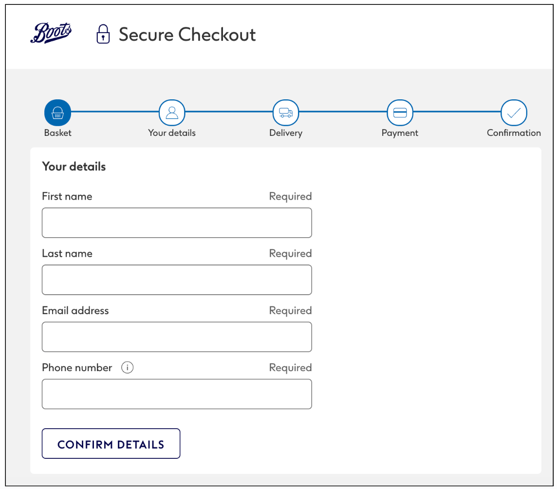 Screenshot of Boots store website