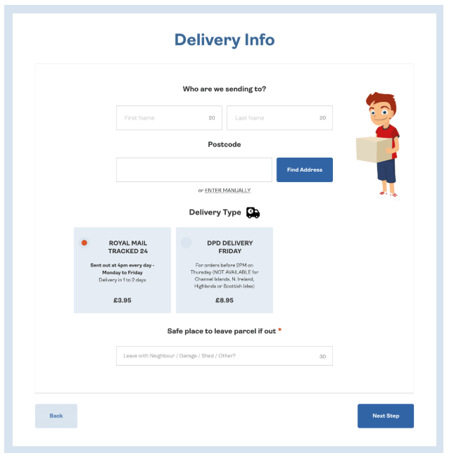 Screenshot of a children's store website