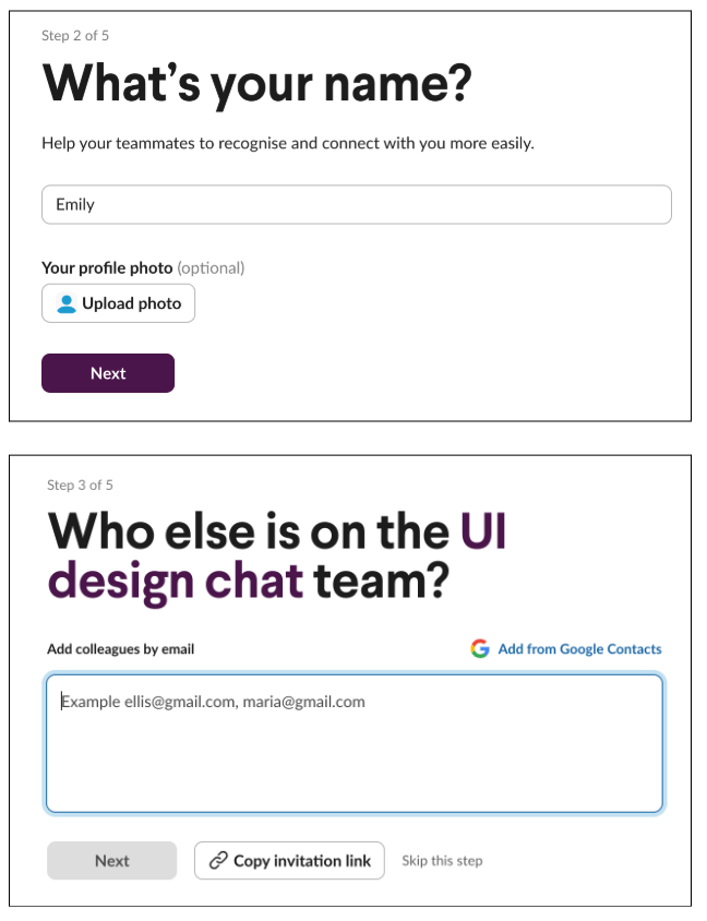 Screenshot of Slack platform