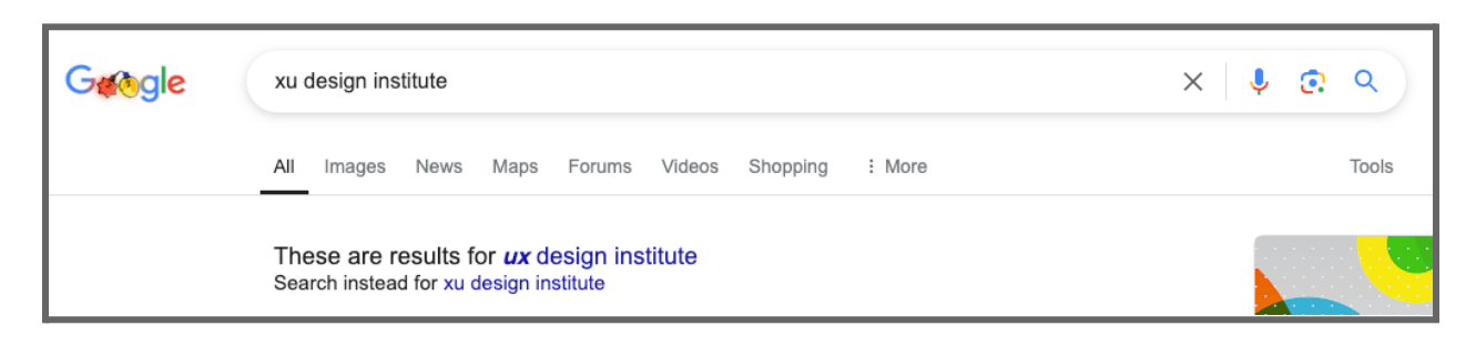 screenshot of google