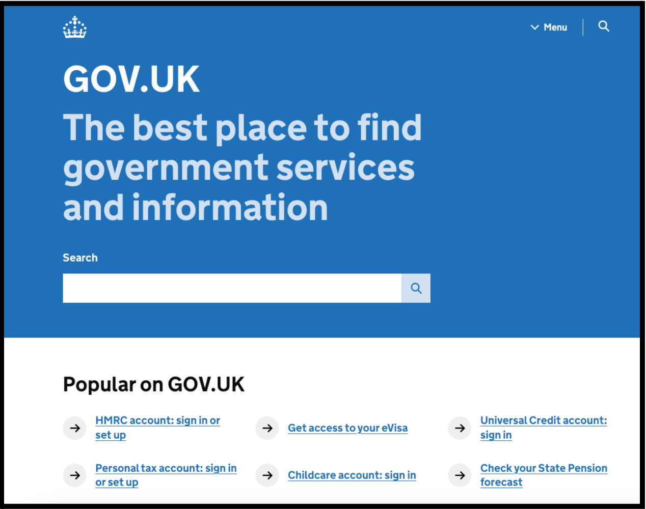 screenshot of gov.uk webpage