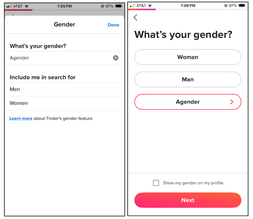 Screenshot of Tinder App